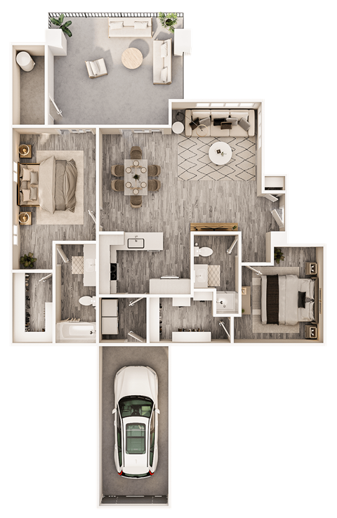 Floor plan for 2 beds, 2 baths, 1112 sqft